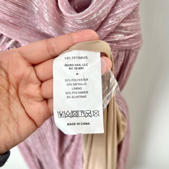 🆕 PATBO Lurex Plunge Cutout Maxi Dress in Blush Pink Sz 6 US - Picture 6 of 8